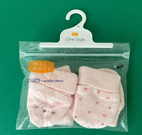 BABY NEWBORN GIRLS Soft Hat Caps x2 and Scratch Mitts X2 COTTON By Carters NEW - Picture 3 of 12