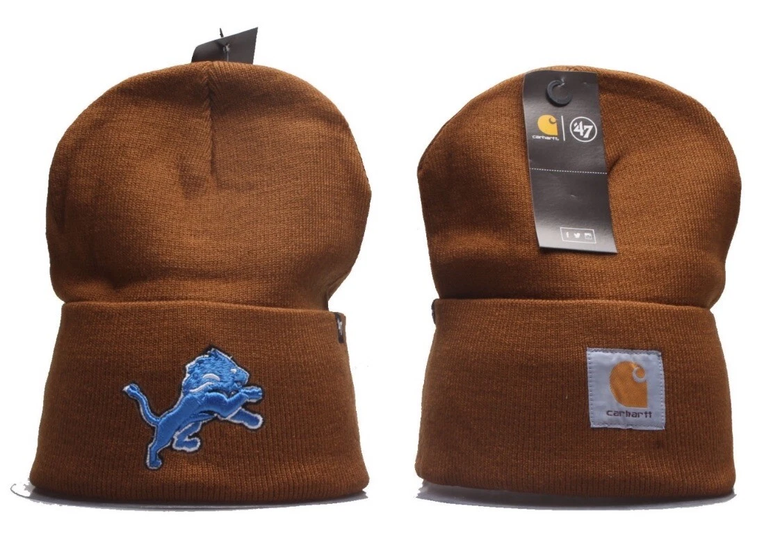 Carhartt '47 Beanie Detriot Lions NFL Adult Knit Hat Cap NWT OSFA Brown
