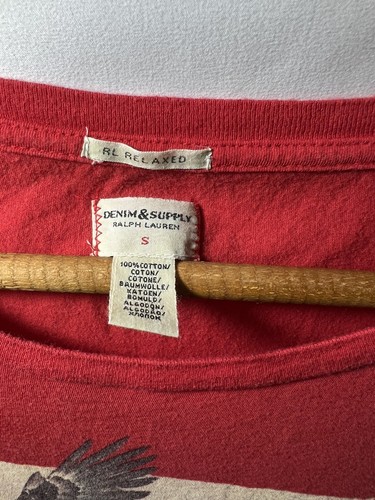 Ralph Lauren Indian Tête Rare Vintage Tee Hommes Red Coton Court Manche T S - Photo 5 sur 11