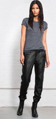 Rag Bone Black Lamb Leather Red Side Zippers Pajama Jogger Jeans Pants Sz 29 Ebay