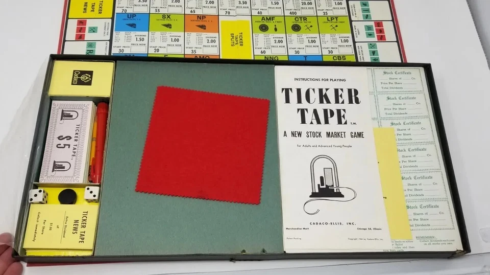 Ticker Tape Vintage Board Game 1963 Chicago Stock Market Game Cadaco Vintage - Image 2 of 4