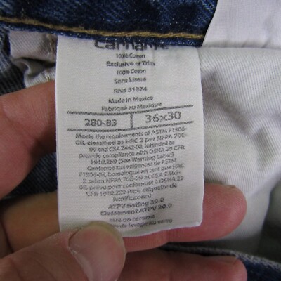 Carhartt Jeans Mens 36x30 Blue Denim FR Flame Fire Resistant