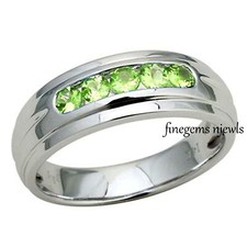 Natural Peridot Gemstones with 925 Sterling Silver Ring For Men's 21354