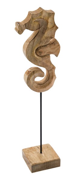 Aufsteller Seepferdchen Mangoholz Maritime Deko Tischdeko 30Cm Hoch-image