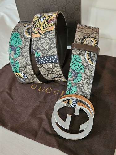 Authentic Classic Gucci Tiger Belt Silver GG Size 34-36 - Picture 13 of 22