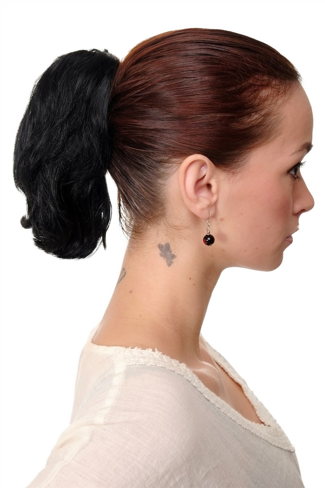 Hairpiece Ponytail Extension Black Short Barbar Look Butterfly Clip T6545-1