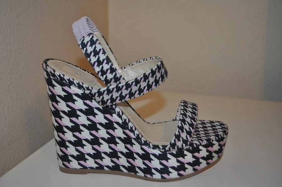 NEUF + Dior Volt Wedge sandale toile noire rose blanche 39,5/9