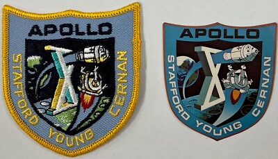 Apollo X May 1969 Embroidered Patch 3  & Sticker 2 1/2  Stafford, Young & Cernan