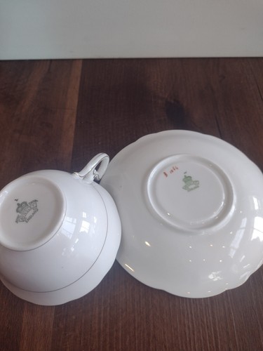 Vintage Aynsley Teacup and Saucer Orange and Blue Floral Design - Picture 9 of 9