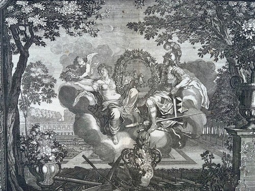 1679 Spring, double page allegorical tapestry engraving, le Brun; Le Clerc, bota - Picture 3 of 3