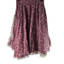 Vintage 80s Skirt Womens XS Pink Floral Country Cottage Core Prairie Western