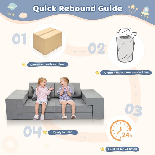 Modular Kids Play Couch, Kids Couch for Playroom Bedroom,Toddler Building Sofa - Picture 6 of 12