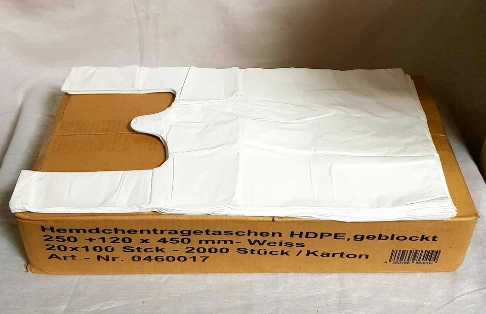 2000 Sacs En Plastique - 250 + 120 X 450 Mm - Sacs Sacs Blancs - Photo 1/1
