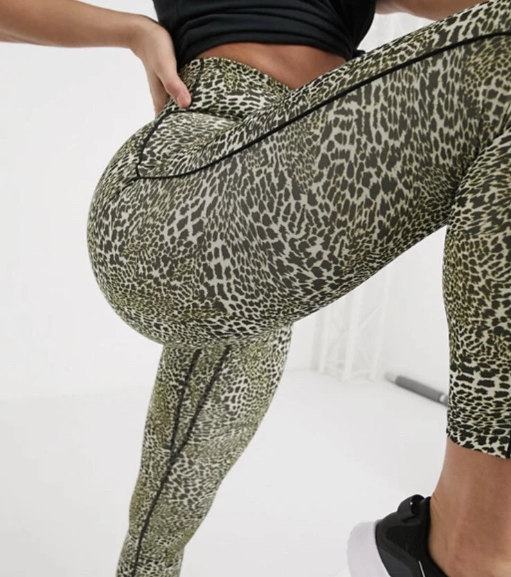 NEW Nike Women's One Tight Cropped 7/8 Leggings - Mini Leopard / Black - XL