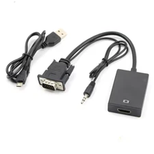 VGA Male To HDMI Output 1080P HD+ Audio TV AV HDTV Video Cable Converter Adapter