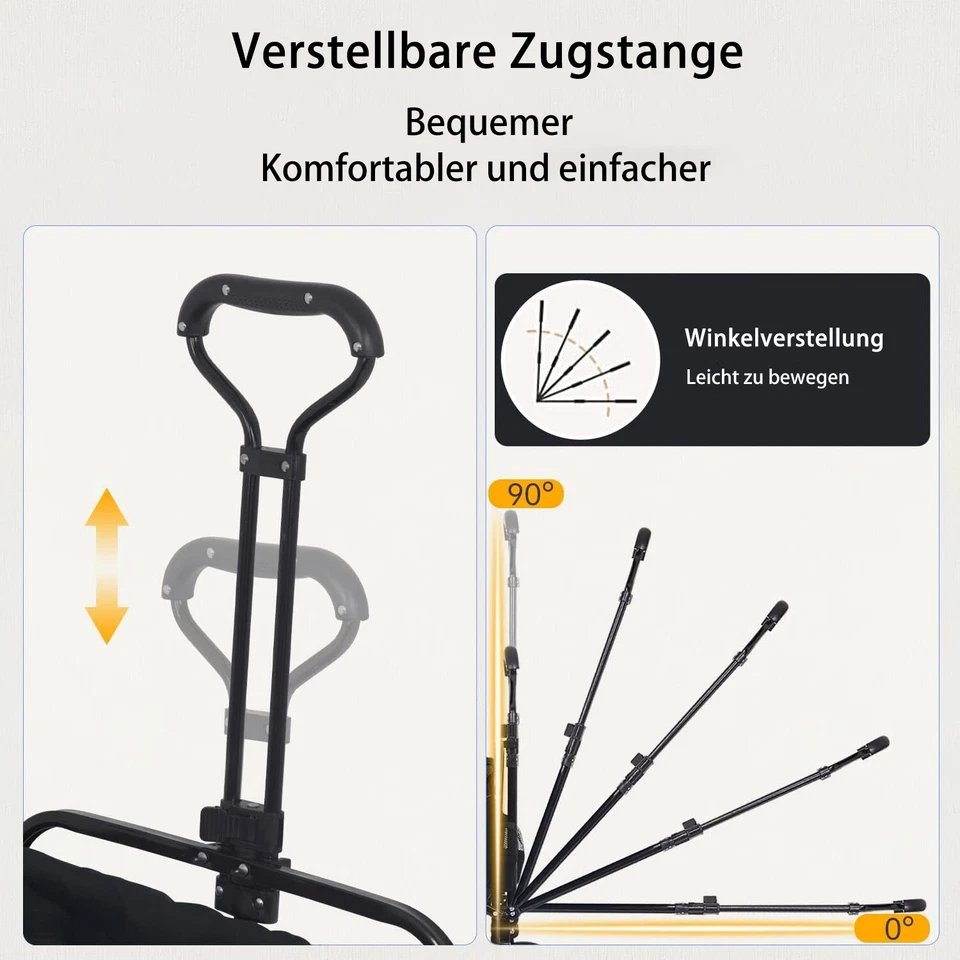 Bollerwagen Faltbar Offroad Transportwagen Handwagen Strandwagen 150 KG Schwarz - Bild 2 von 4