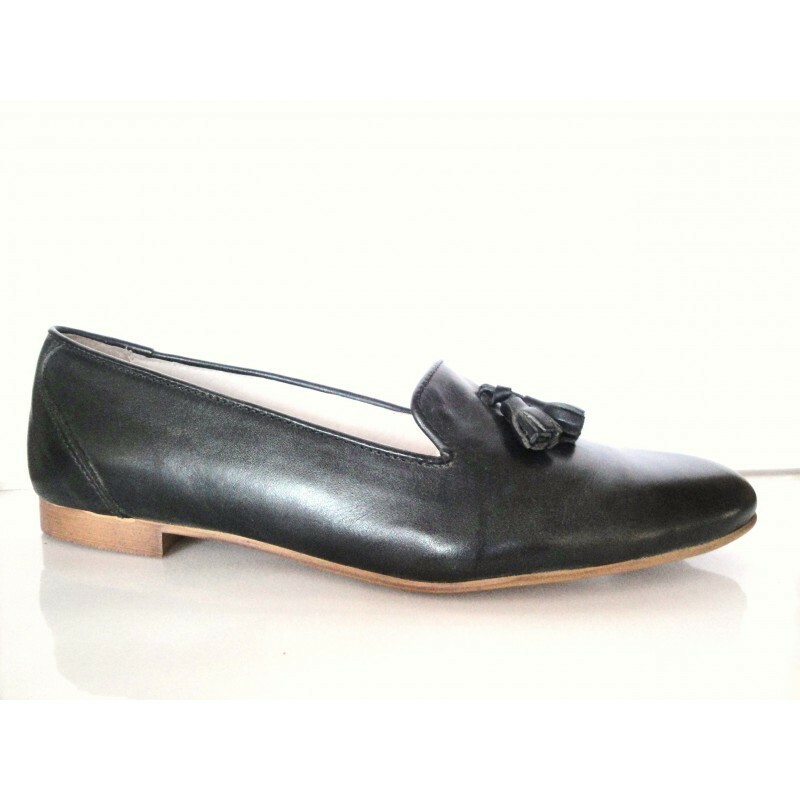 J'himos Zapato de piel oxford  verde oscuro con flecos, plano, vestir