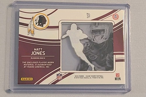 2016 Panini Clear Vision Clear Change Dual Jerseys #31 Matt Jones /99-RedSkins - Picture 2 of 3