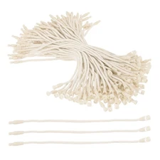 100 Pcs Cotton Hang Tag String, 6 Inch Beige Snap Lock Pins Loop Price Tag
