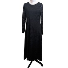 NICOLE MILLER Black Lace Maxi Whimsigoth Dark Dress Large