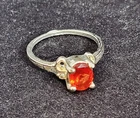 Vintage 925 Sterling Silver Ring with Red/Orange Stone~Size 7.5