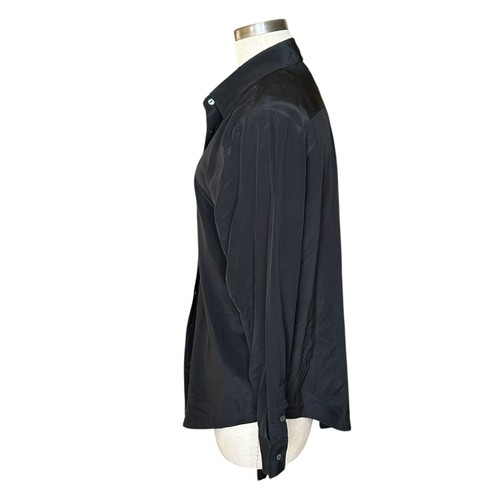 MAGASCHONI Blusa donna nera in seta leggera manica lunga con bottoni XL - Foto 2 di 5