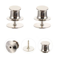 50 Sets Flat Fastener Clutch Tie Tacks with Clutch Back(Nickel Base 10mm)