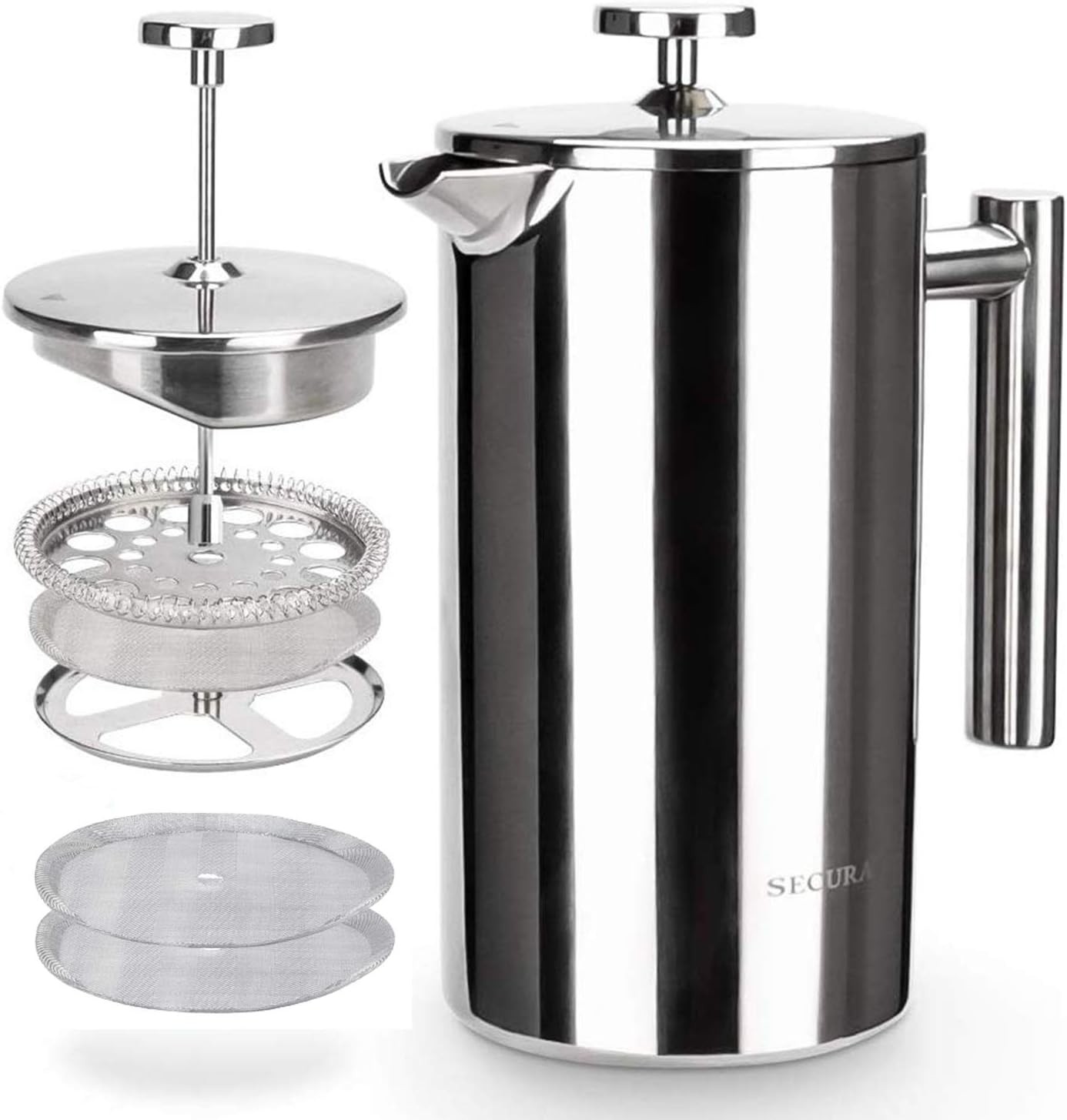 Coffee Maker, 304 Grade Stainless Steel 34 Oz, Silver