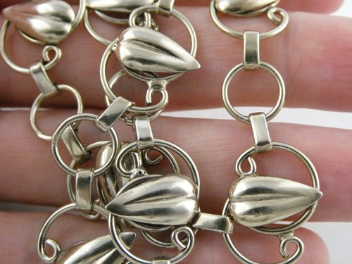 Collar de eslabones vintage con diseño de hojas de plata esterlina 18,2 g 14 pulgadas de largo - Imagen 17 de 22