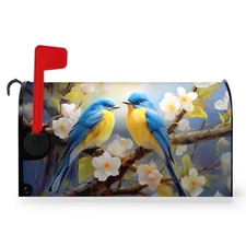 Summer Bird Floral Mailbox Covers Magnetic Spring Flower 21x18inch Bluebirds