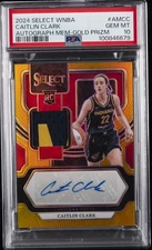 2024 PANINI SELECT WNBA AUTOGRAPHED MEM GOLD PRIZM CAITLIN CLARK 9/10 PSA 10