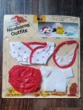 VINTAGE 1986 Pound Puppies Newborns Outfit   Red  White Hearts   NEW SEALED