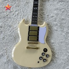 A 6-String Solid Body Electric Guitar: Custom Cream SG with Gold Parts 22 Frets