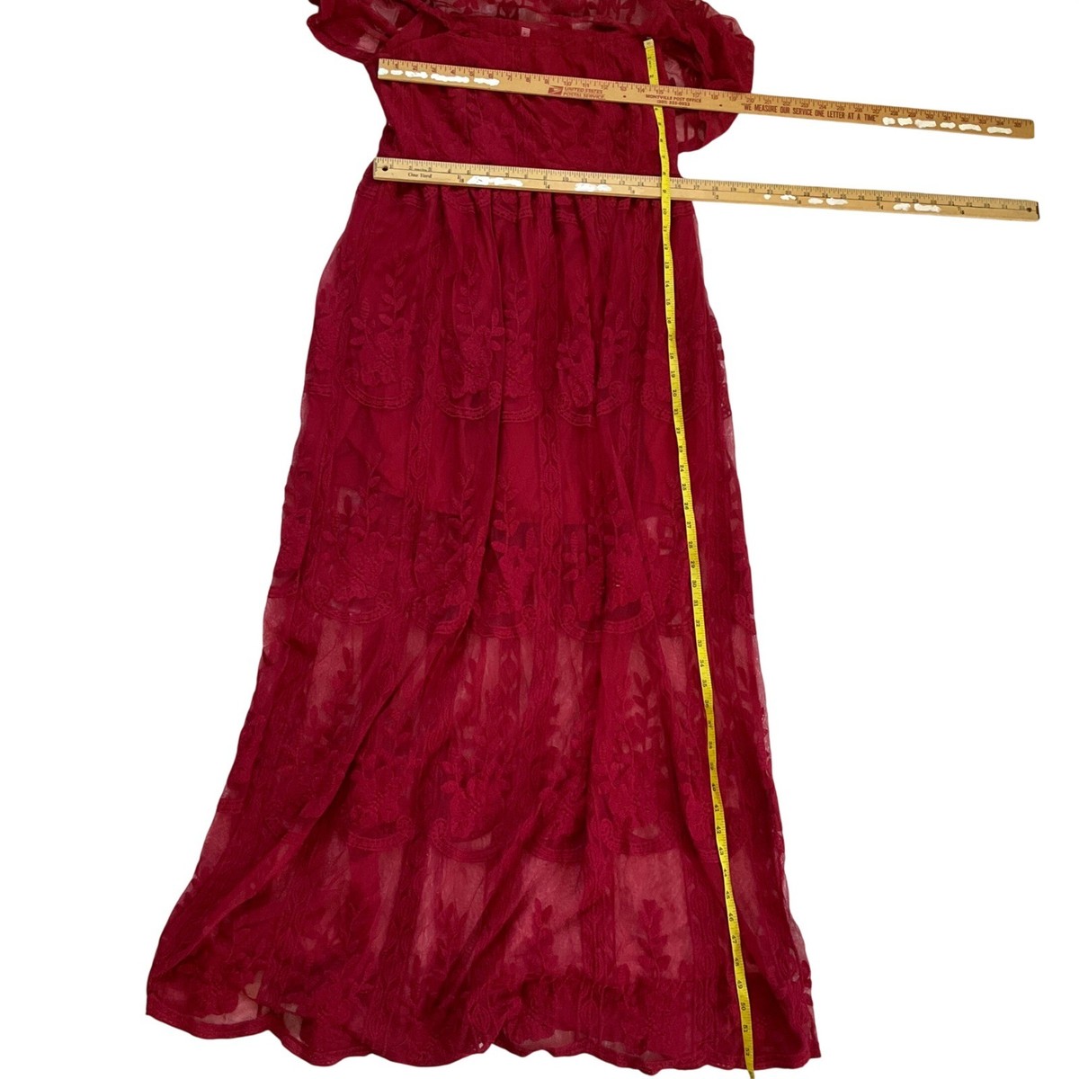 red off shoulder floral lace maxi dress Burgundy and Beige Off Shoulder Maxi Dress with Lace Top main image 0