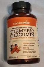 NatureWise Turmeric Curcumin Organic 90 Capsules EXP 01/2028 NEW SEALED