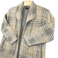 J. Jill Wearever Soft Coatigan Jacket Sweater XL Plaid Neutral Fall Colors Cozy