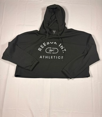Reebok Women's Black Workout Ready Cropped Performance Hoodie 2X