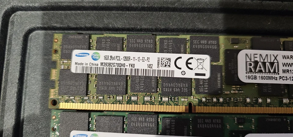 NEMIX RAM 32GB (2x16GB) DDR3 1600MHz PC3-12800 240-PIN ECC RDIMM SERVER. WKRSTN - Image 2 of 4