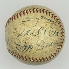 1934 Era HOFs & Stars Signed Baseball, Cronin, Foxx, Ott, Dean (18) JSA LOA