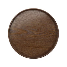 9.5 Inch Wooden Serving Tray Round Decorative Platter, Brown