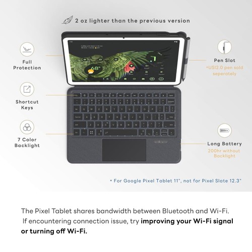 Magnetix Keyboard Case for Google Pixel Tablet 11 inch (2023), Adjustable Vie... - Picture 2 of 8