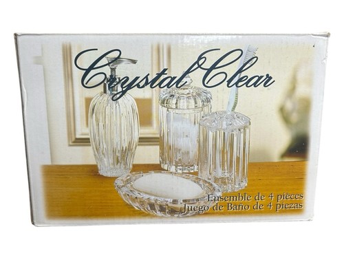 Crystal Clear Alexandria Crystal 4 Piece Bathroom Counter Set NIB - Picture 1 of 2