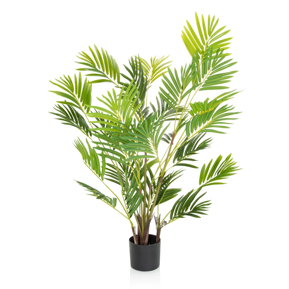 hjh OFFICE Kunstpflanze Kunstbaum Areca Palme grün 120cm Kunstpflanze hjh OFFICE