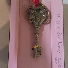 Ganz Key to My Heart Metal Keychain Keyring Love Hearts Gold/Silver