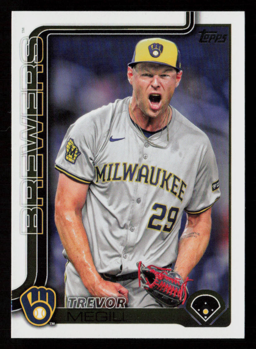 S.マクガフ 1／5シリアル toppsカード Trevor Megill 2025 Topps Series 1 #28 Milwaukee Brewers Baseball