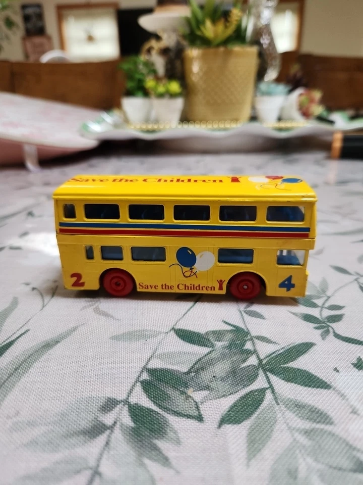 Matchbox Super Kings Yellow Double Decker Bus Save The Children Die Cast 1972 - Image 3 of 4