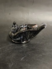 DEGENHART Open Salt Cellar - Bird & Berry - Purple  Slag Glass