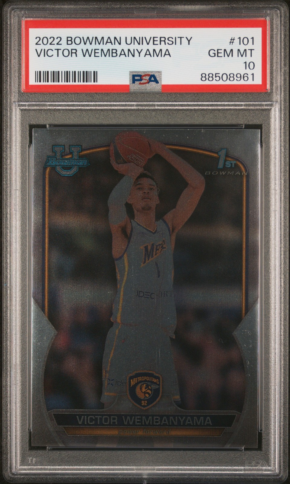 2022 BOWMAN CHROME UNIVERSITY #101 VICTOR WEMBANYAMA PSA 10