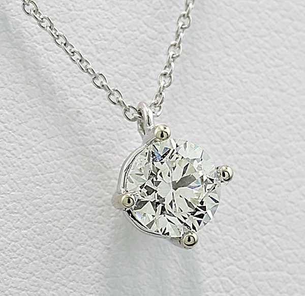 Colgante Brillante 1,00 CT M / Vs GIA Certificado 750 Wg Valioso Natural - Imagen 2 de 4