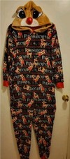 Rudolph Red Nosed Reindeer Pajamas Womens Small Plush One Piece Full Zip Hooded